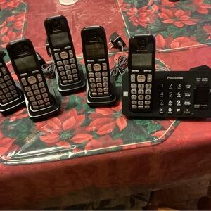 Panasonic Black Cordless Phone Set with Base